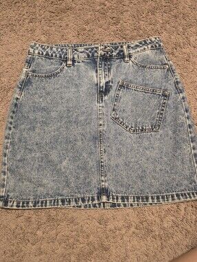 Noisy May Sophia High Waisted Acid Wash Denim Mini Skirt Size M